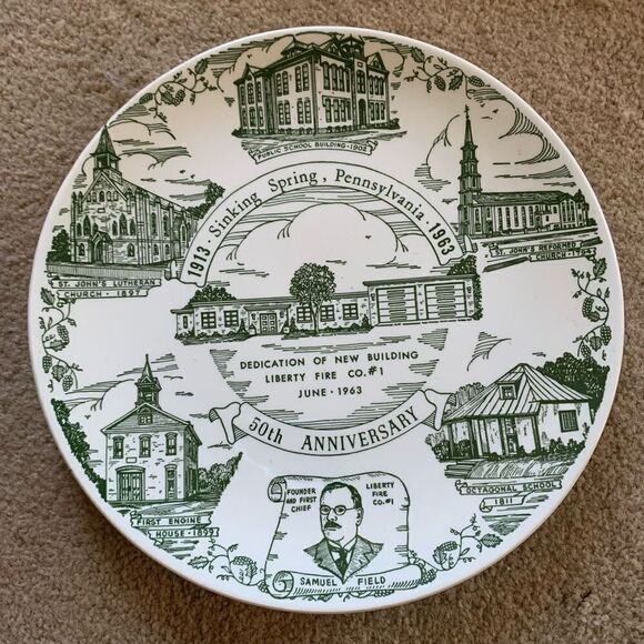 Sicking Spring Pennsylvania 50th Anniversary 1913-1963 Souvenir Plate - Picture 1 of 11